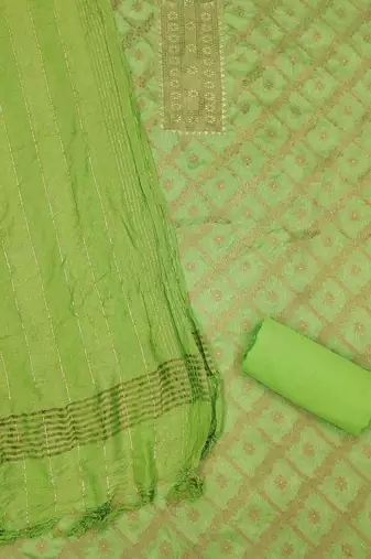 ethnic motifs woven design chanderi silk unstitched dress material