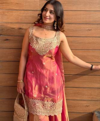  Embroidery Work Fendy Straight Kurta Sharara and Dupatta Set 1