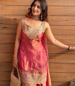  Embroidery Work Fendy Straight Kurta Sharara and Dupatta Set