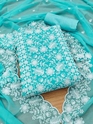 floral embroidered unstitched dress material 2