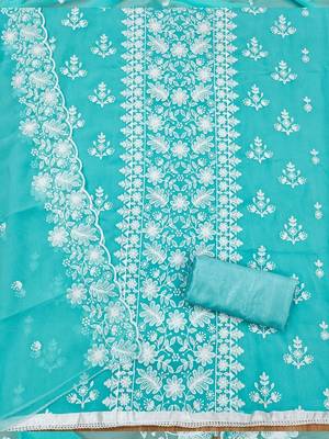 floral embroidered unstitched dress material 3