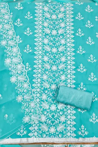 floral embroidered unstitched dress material