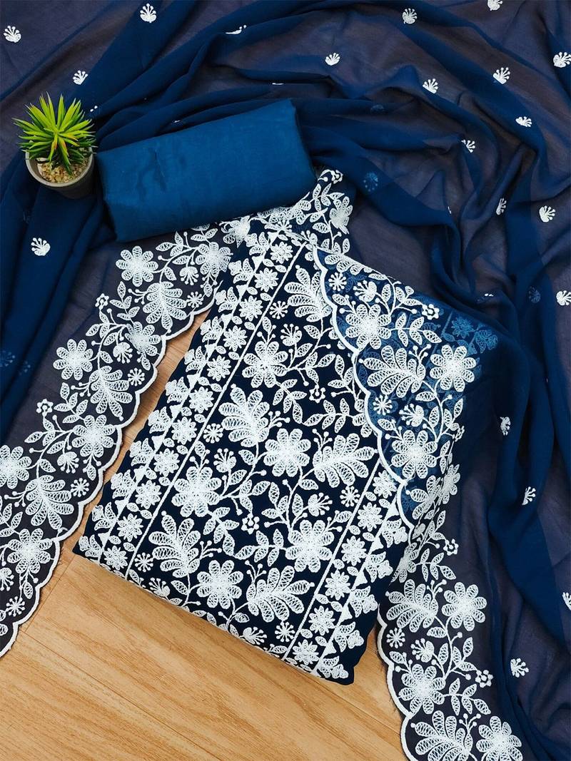 embroidered unstitched dress material