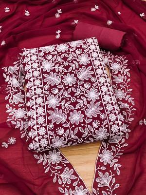 floral embroidered unstitched dress material 2