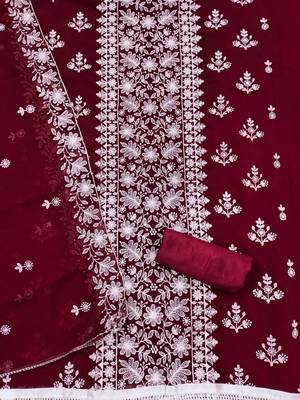 floral embroidered unstitched dress material 3