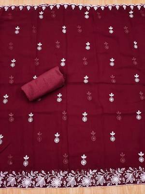 floral embroidered unstitched dress material 4