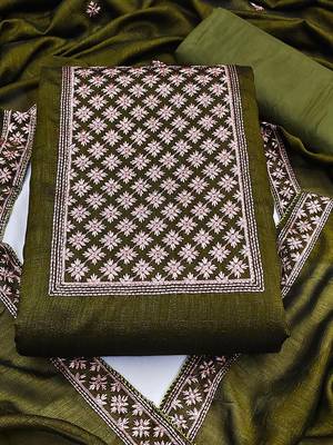 ethnic motifd embroidered zari unstitched dress material 2