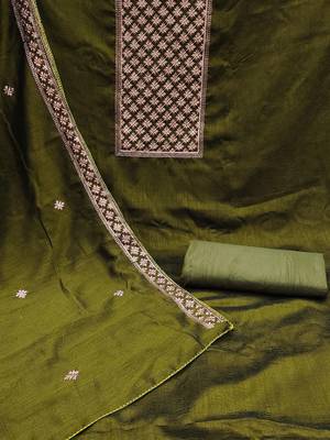 ethnic motifd embroidered zari unstitched dress material 3