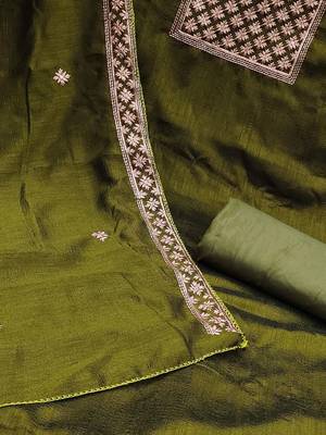 ethnic motifd embroidered zari unstitched dress material 4
