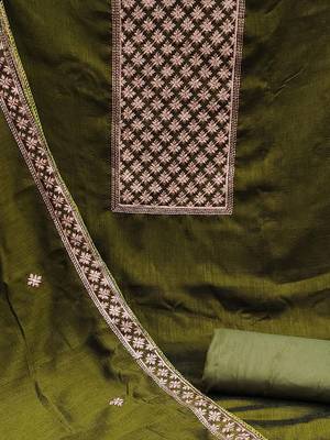 ethnic motifd embroidered zari unstitched dress material 5