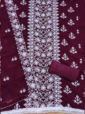 floral embroidered unstitched dress material 3