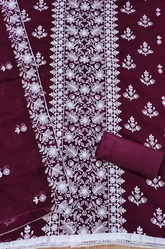 floral embroidered unstitched dress material