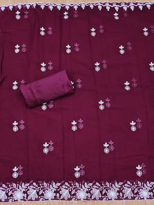 floral embroidered unstitched dress material 4