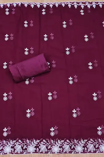 floral embroidered unstitched dress material