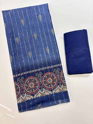 floral digital printed sequined chanderi cotton unstitched dress material 2