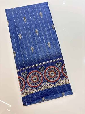 floral digital printed sequined chanderi cotton unstitched dress material 3