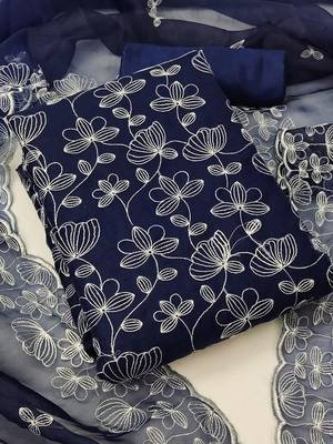 embroidered organza unstitched dress material 1