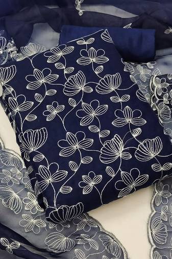 embroidered organza unstitched dress material