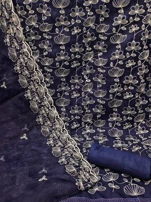 embroidered organza unstitched dress material 3
