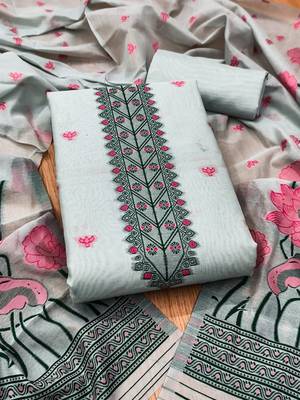 embroidered unstitched dress material 1