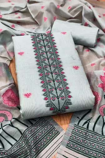 embroidered unstitched dress material