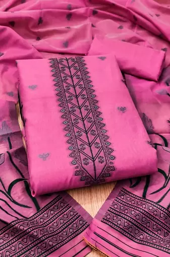 embroidered cotton unstitched dress material