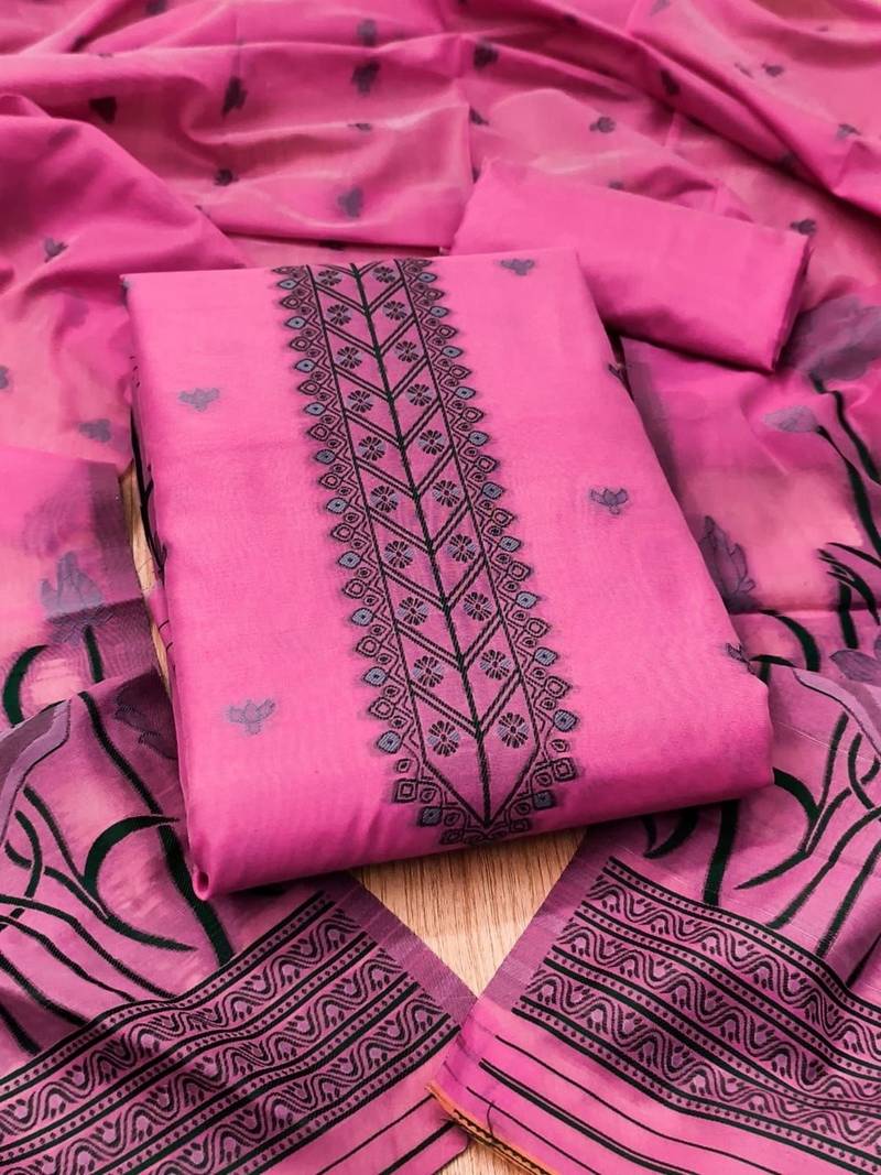 embroidered cotton unstitched dress material