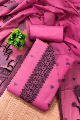embroidered cotton unstitched dress material