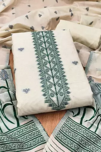 embroidered cotton unstitched dress material