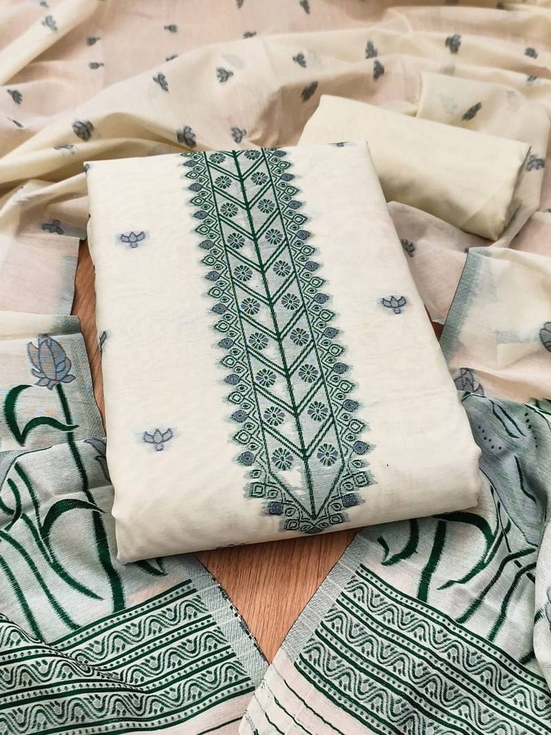 embroidered cotton unstitched dress material