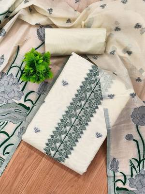 embroidered cotton unstitched dress material 2