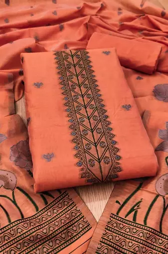 embroidered cotton unstitched dress material