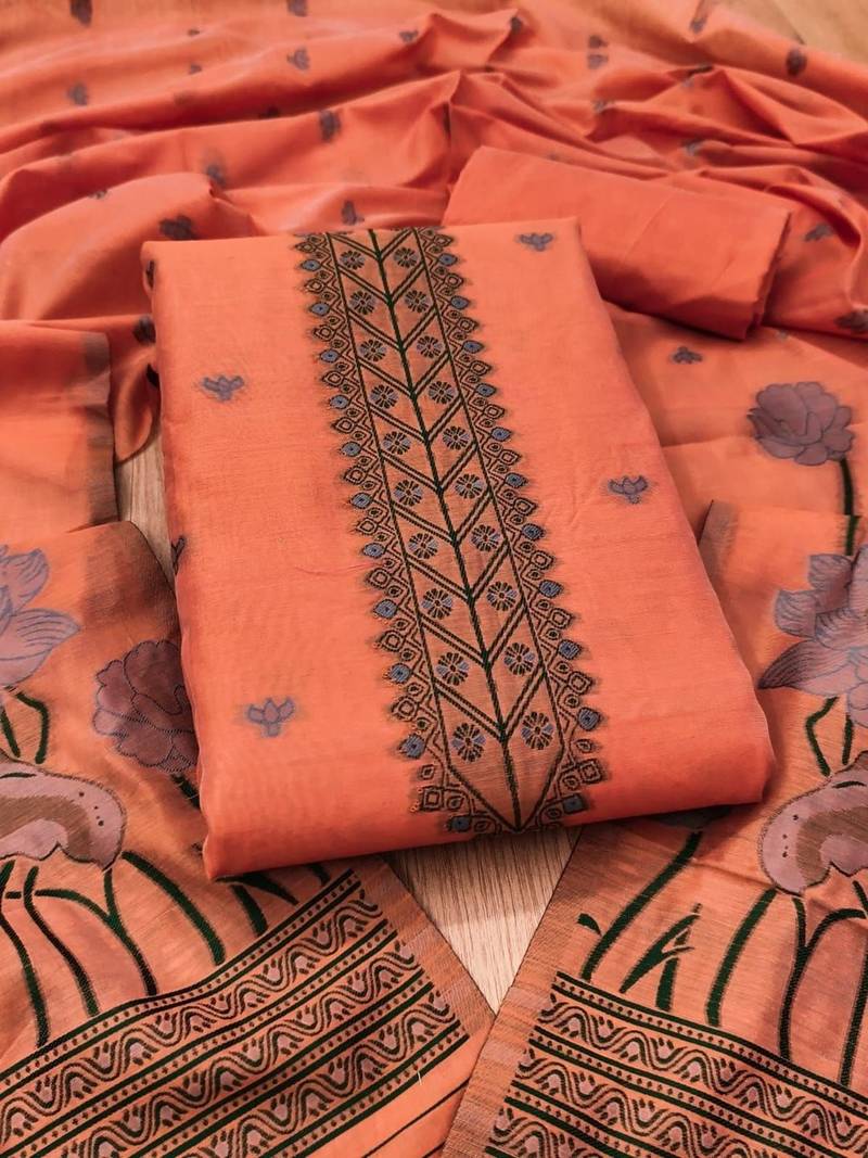 embroidered cotton unstitched dress material