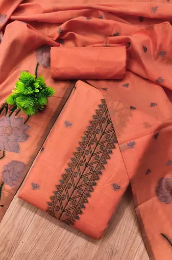 embroidered cotton unstitched dress material