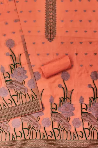 embroidered cotton unstitched dress material