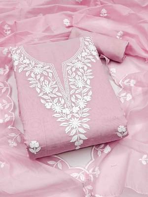 floral embroidered unstitched dress material 1