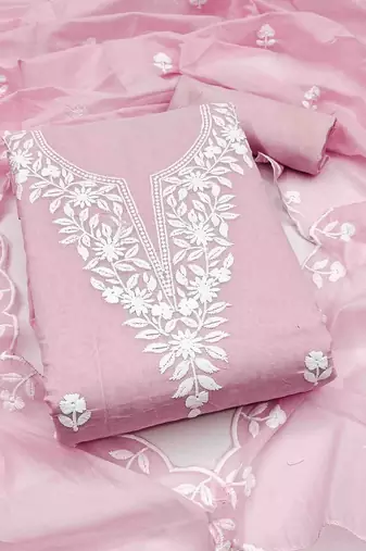 floral embroidered unstitched dress material