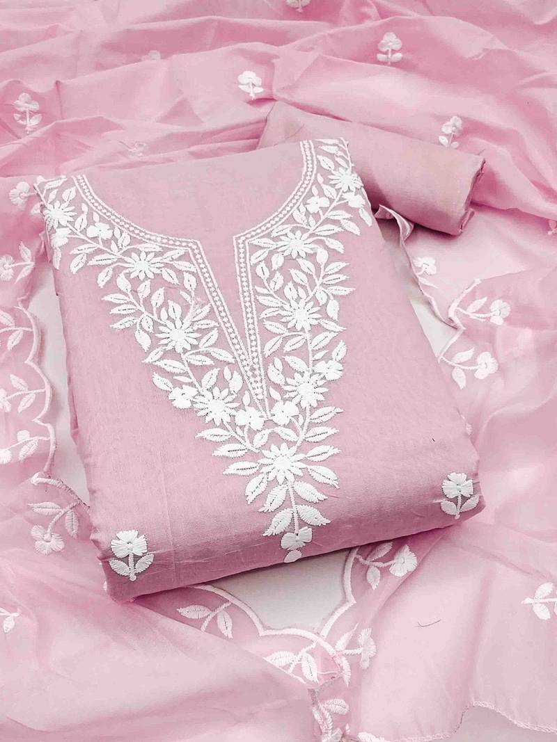 floral embroidered unstitched dress material