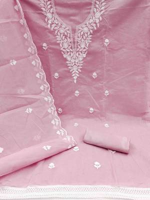 floral embroidered unstitched dress material 2