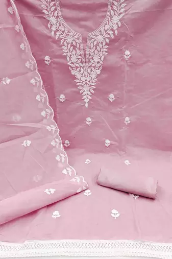 floral embroidered unstitched dress material