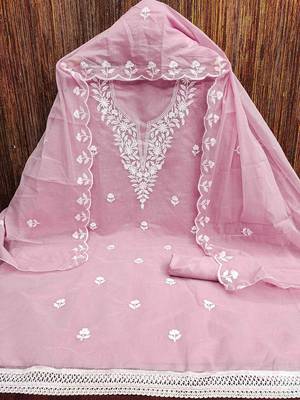 floral embroidered unstitched dress material 3