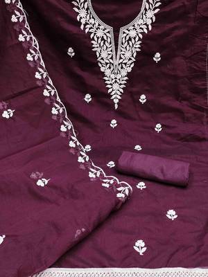 floral embroidered unstitched dress material 3