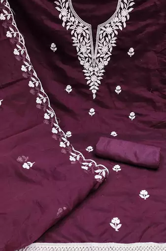 floral embroidered unstitched dress material