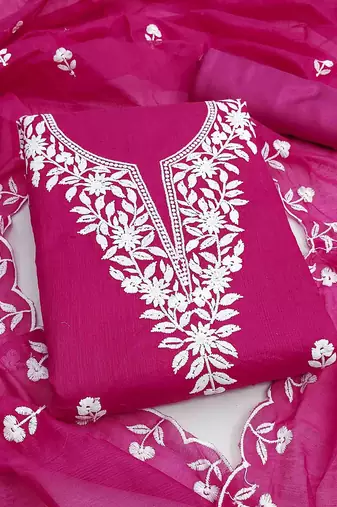floral embroidered unstitched dress material