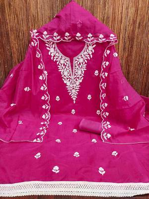floral embroidered unstitched dress material 2