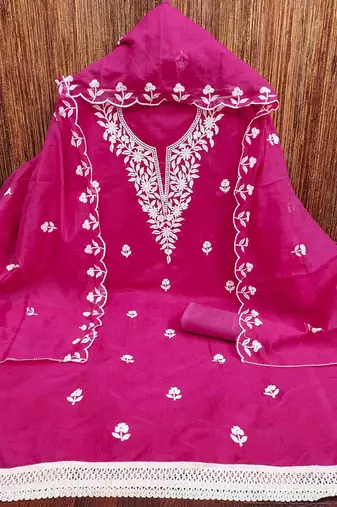 floral embroidered unstitched dress material