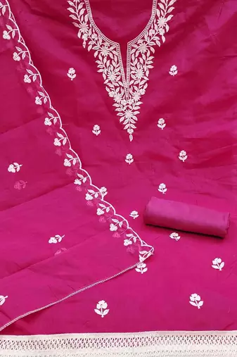 floral embroidered unstitched dress material