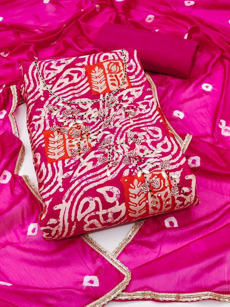 printed silk blend unstitched dress material