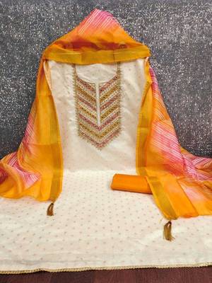 embroidered unstitched dress material 3