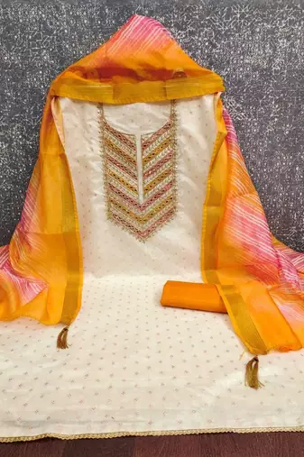embroidered unstitched dress material